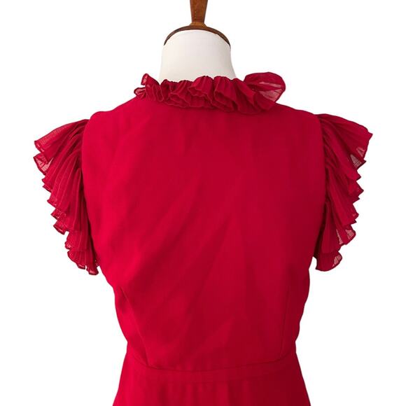 Jill Jill Stuart Carmine Red Ruffle Flutter Trim V-Neck A-Line Dress Size 6 - Picture 8 of 12